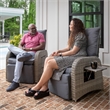 Indoor/Outdoor Wicker Rattan Recliner with Flip-Up Side Table in Gray