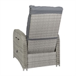 Indoor/Outdoor Wicker Rattan Recliner with Flip-Up Side Table in Gray