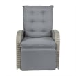 Indoor/Outdoor Wicker Rattan Recliner with Flip-Up Side Table in Gray