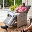 Indoor/Outdoor Wicker Rattan Recliner with Flip-Up Side Table in Gray