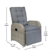 Indoor/Outdoor Wicker Rattan Recliner with Flip-Up Side Table in Gray
