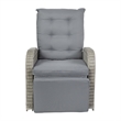 Indoor/Outdoor Wicker Rattan Recliner with Flip-Up Side Table in Gray