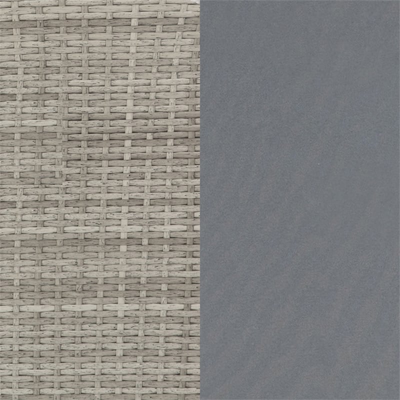 Indoor/Outdoor Wicker Rattan Recliner with Flip-Up Side Table in Gray