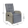 Indoor/Outdoor Wicker Rattan Recliner with Flip-Up Side Table in Gray