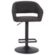 Charcoal Fabric Adjustable Height Barstool with Rounded Mid-Back and Black Base
