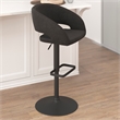 Charcoal Fabric Adjustable Height Barstool with Rounded Mid-Back and Black Base