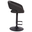 Charcoal Fabric Adjustable Height Barstool with Rounded Mid-Back and Black Base