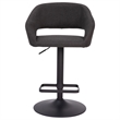 Charcoal Fabric Adjustable Height Barstool with Rounded Mid-Back and Black Base