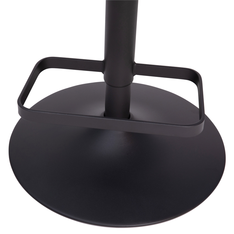 Gray Fabric Adjustable Height Barstool with Rounded Mid-Back and Black Base