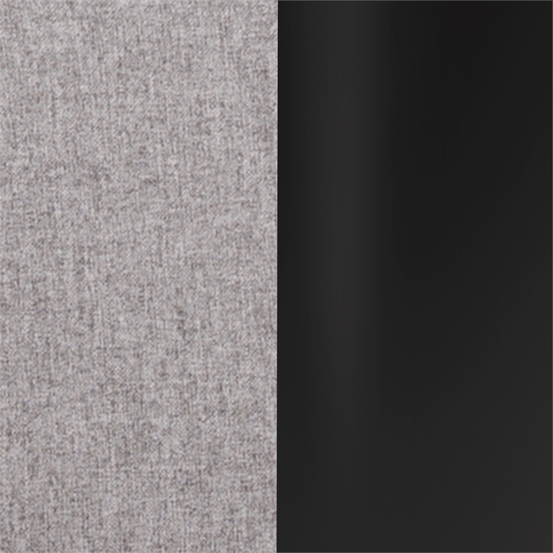 Gray Fabric Adjustable Height Barstool with Rounded Mid-Back and Black Base