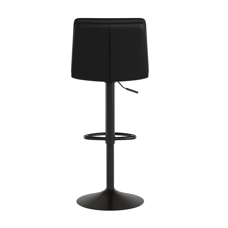 Set of 2 Commercial Armless Adjustable Height Barstools in Black LeatherSoft