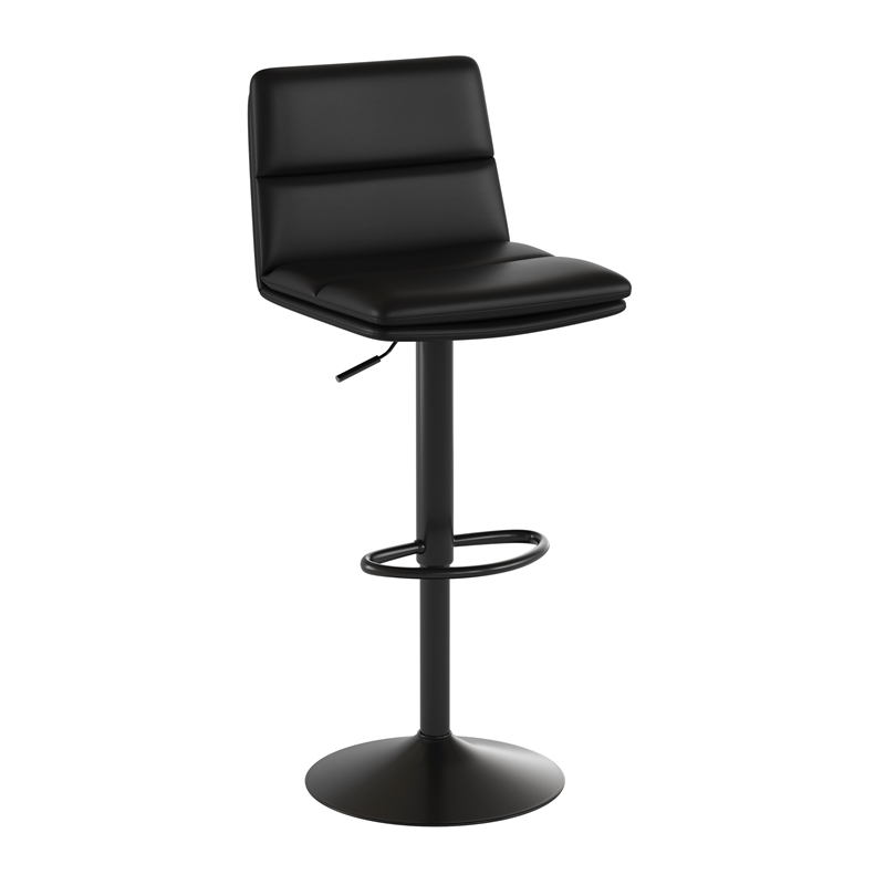 Set of 2 Commercial Armless Adjustable Height Barstools in Black LeatherSoft