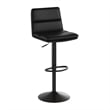Set of 2 Commercial Armless Adjustable Height Barstools in Black LeatherSoft