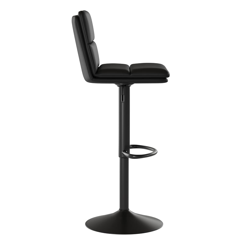 Set of 2 Commercial Armless Adjustable Height Barstools in Black LeatherSoft