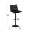 Set of 2 Commercial Armless Adjustable Height Barstools in Black LeatherSoft