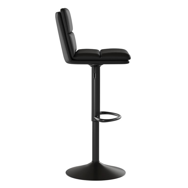 Set of 2 Commercial Armless Adjustable Height Barstools in Black LeatherSoft