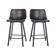 Set of 2 Commercial Armless Metal Counter Stools - Black LeatherSoft