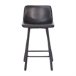 Set of 2 Commercial Armless Metal Counter Stools - Black LeatherSoft