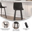 Set of 2 Commercial Armless Metal Counter Stools - Black LeatherSoft