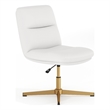 Commercial Mid-Back Padded LeatherSoft Swivel Office Chair in White/Gold