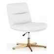 Commercial Wide Mid-Back Padded LeatherSoft Swivel Office Chair in White/Gold