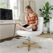 Commercial Wide Mid-Back Padded LeatherSoft Swivel Office Chair in White/Gold