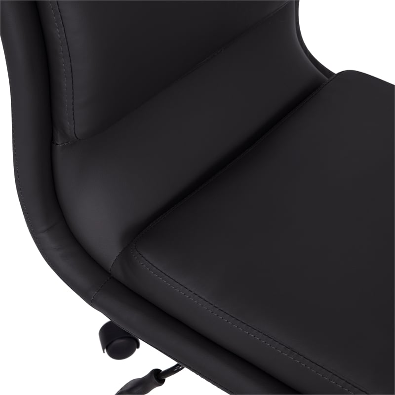 Mid-Back Armless Office Task Chair with Chrome 5-Star Base in Black LeatherSoft