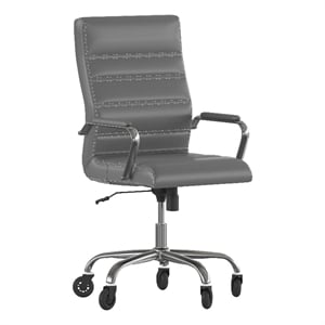 Executive Chair with Chrome Frame & Arms on Skate Wheels - Gray LeatherSoft