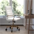 Executive Chair with Gold Frame & Arms on Skate Wheels - White LeatherSoft