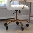 Executive Chair with Gold Frame & Arms on Skate Wheels - White LeatherSoft