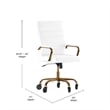 Executive Chair with Gold Frame & Arms on Skate Wheels - White LeatherSoft
