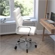 Executive Chair with Chrome Frame & Arms on Skate Wheels - White LeatherSoft
