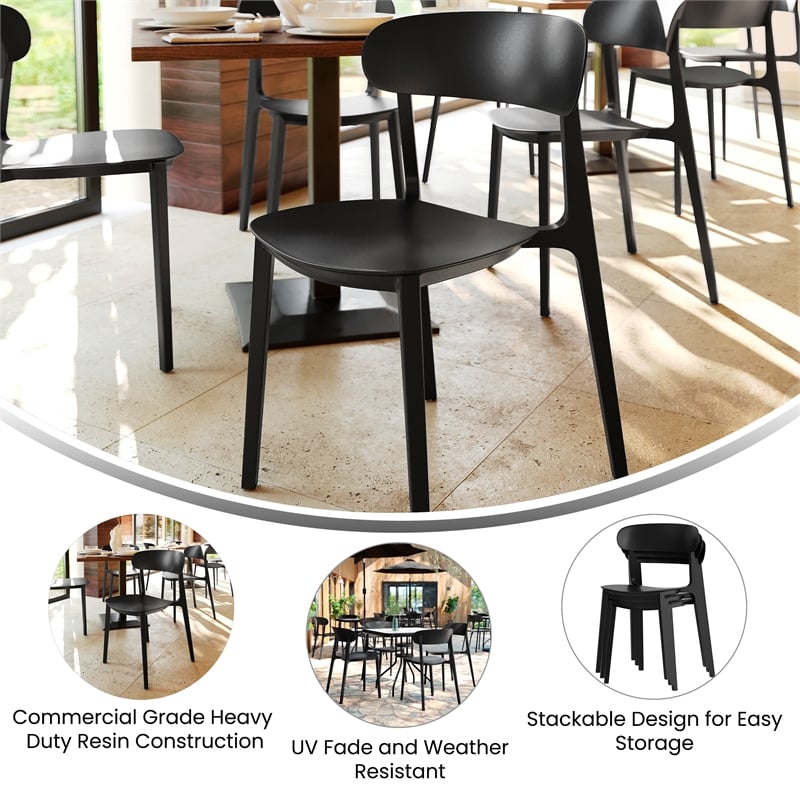 Commercial All-Weather Resin Patio Stack Chair with Contoured Backrest