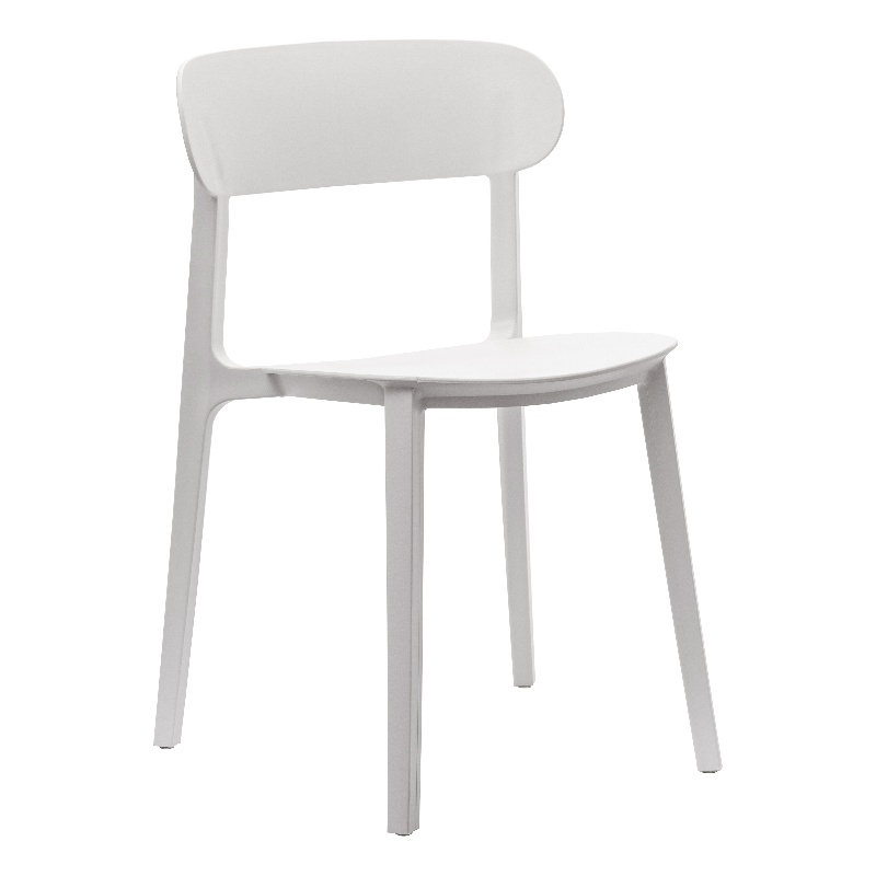 Commercial All-Weather White Resin Patio Stack Chair with Contoured Backrest
