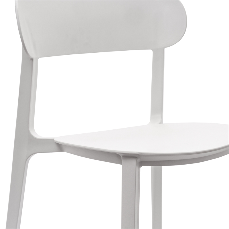 Commercial All-Weather White Resin Patio Stack Chair with Contoured Backrest