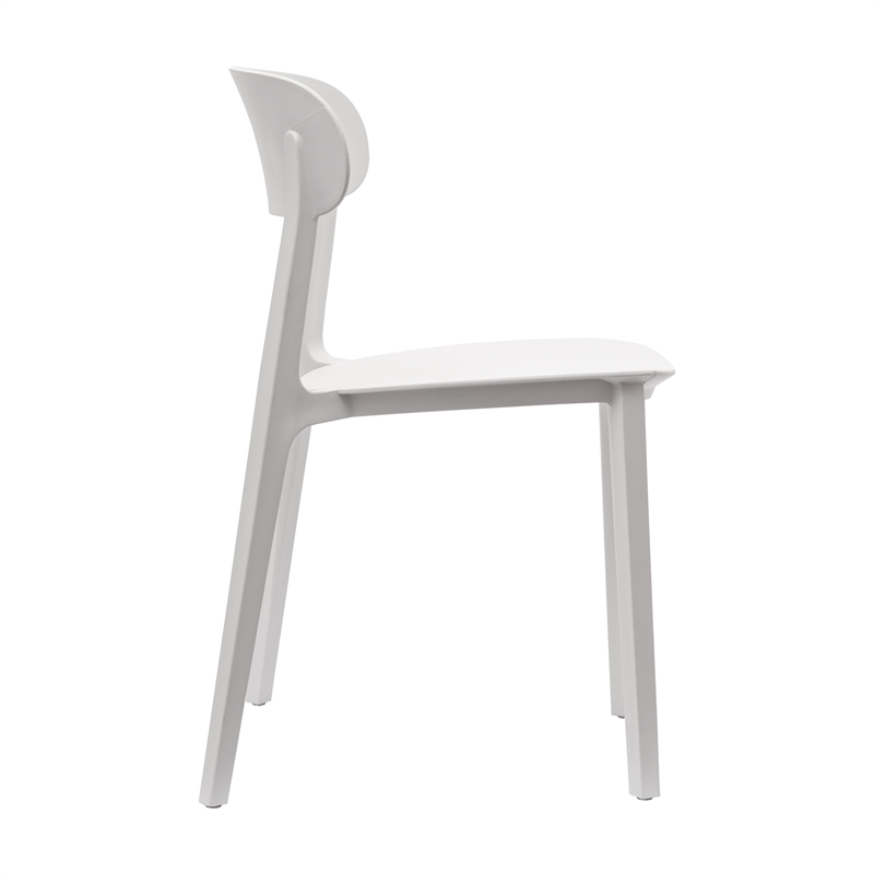 Commercial All-Weather White Resin Patio Stack Chair with Contoured Backrest