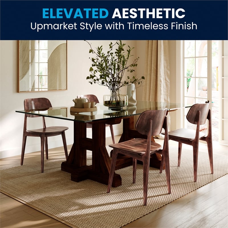 Commercial Solid Wood Dining Chair with Curved Backrest in Antique Copper