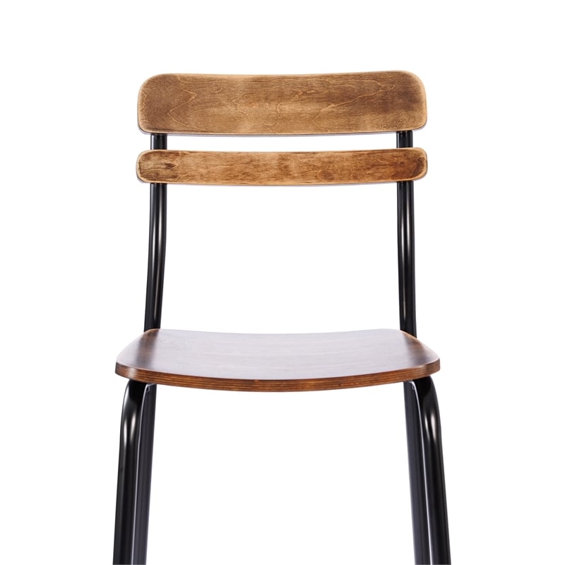 Commercial Solid Wood Bar Stool with Black Frame and Antique Copper Finish