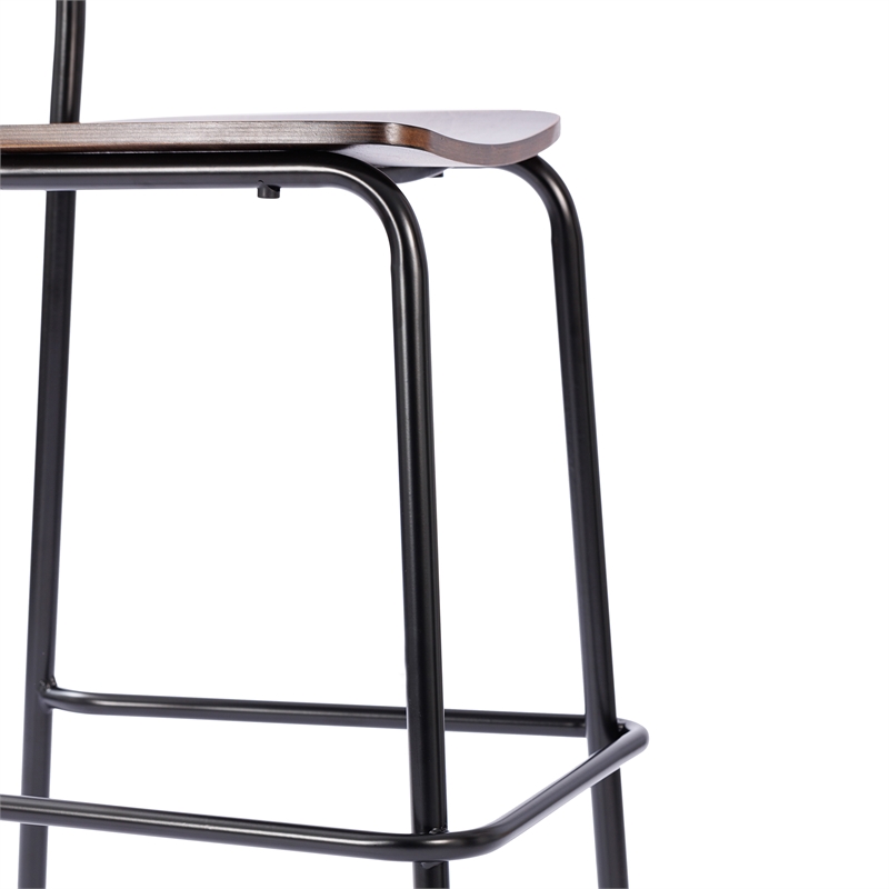 Commercial Solid Wood Bar Stool with Black Frame and Antique Copper Finish