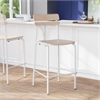 Commercial Solid Wood Bar Stool with White Frame and Antique White Finish