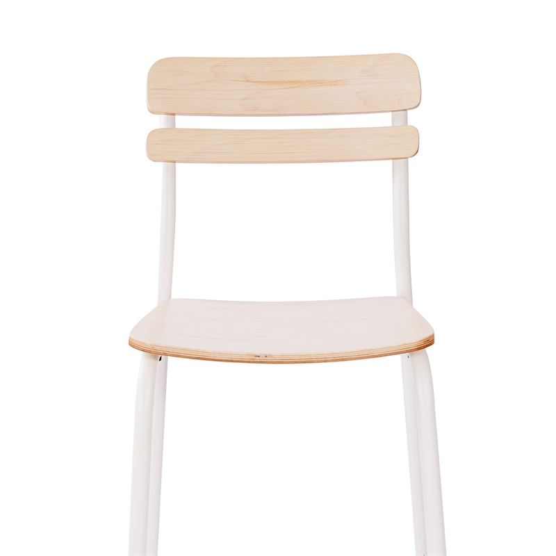 Commercial Solid Wood Bar Stool with White Frame and Antique White Finish