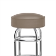 Backless Double Ring Chrome Swivel Barstool with Beige Vinyl Seat
