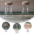 Backless Double Ring Chrome Swivel Barstool with Beige Vinyl Seat