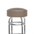 Backless Double Ring Chrome Swivel Barstool with Beige Vinyl Seat
