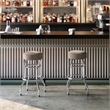 Backless Double Ring Chrome Swivel Barstool with Beige Vinyl Seat