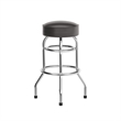Backless Double Ring Chrome Swivel Barstool with Dark Brown Vinyl Seat