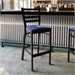 Flash Furniture Black Ladder Back Metal Restaurant Barstool - Blue Vinyl Seat