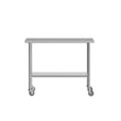 Commercial Stainless Steel 18 Gauge Work Table with Undershelf and Casters-24x48