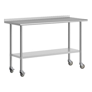 Commercial Stainless Steel Work Table with 1.5&quot Backsplash and Undershelf -24x60