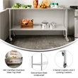 Commercial Stainless Steel 18 Gauge Work Table with Undershelf and Casters-24x72